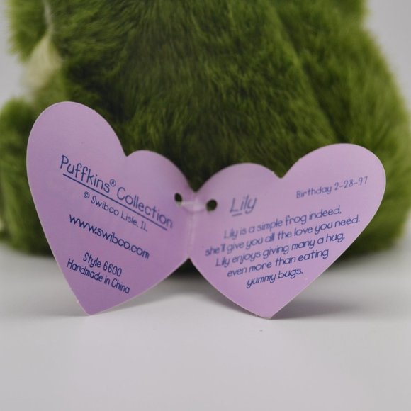 Lily the Frog Puffkins by Swibco Style 6600 Bean Bag Plush - Picture 6 of 8